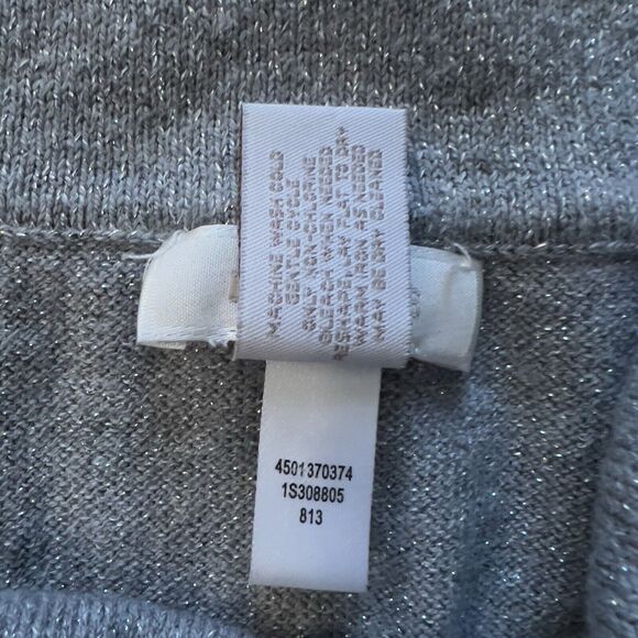 Chico’s Sweater Size 1 (M) Silver Metallic Cowl Neck - Picture 6 of 6